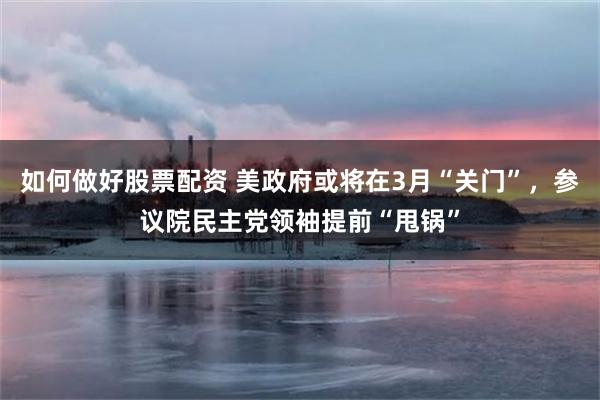 如何做好股票配资 美政府或将在3月“关门”，参议院民主党领袖提前“甩锅”